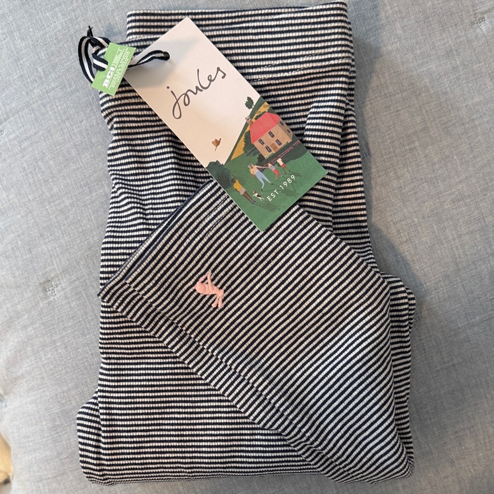 Joules Navy and White Striped Leggings